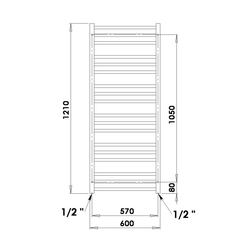 P.M.H. AV4C - Radiador toalheiro de casa de banho AVENTO 360 W 121 cm cromo brilhante