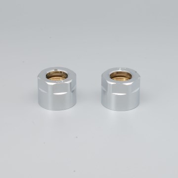 P.M.H. M15B4002 - Conector de compressão para válvula VISION/INTER, cromado brilhante/cobre 15 mm