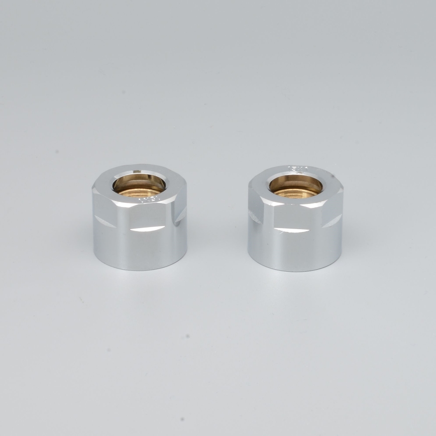 P.M.H. M15B4002 - Conector de compressão para válvula VISION/INTER, cromado brilhante/cobre 15 mm