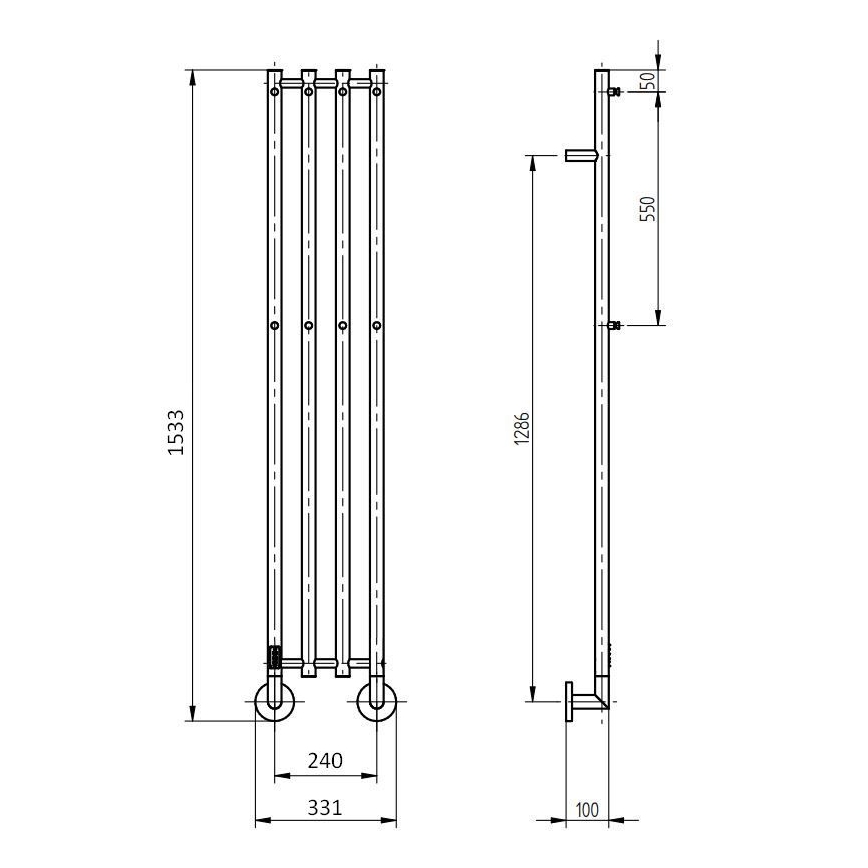 P.M.H. MO1B-RK - Toalheiro elétrico MONA 93W/230V 153,3 cm IP44 preto