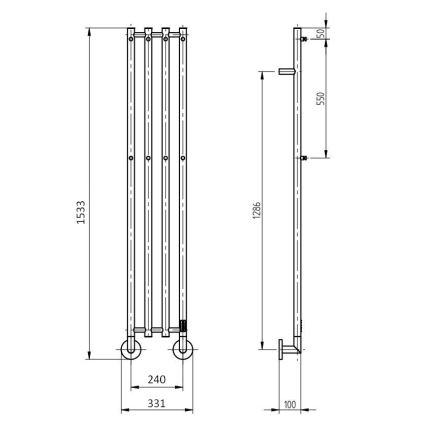 P.M.H. MO1SS-L - Toalheiro elétrico MONA 93W/230V 153,3 cm IP44 aço inoxidável polido