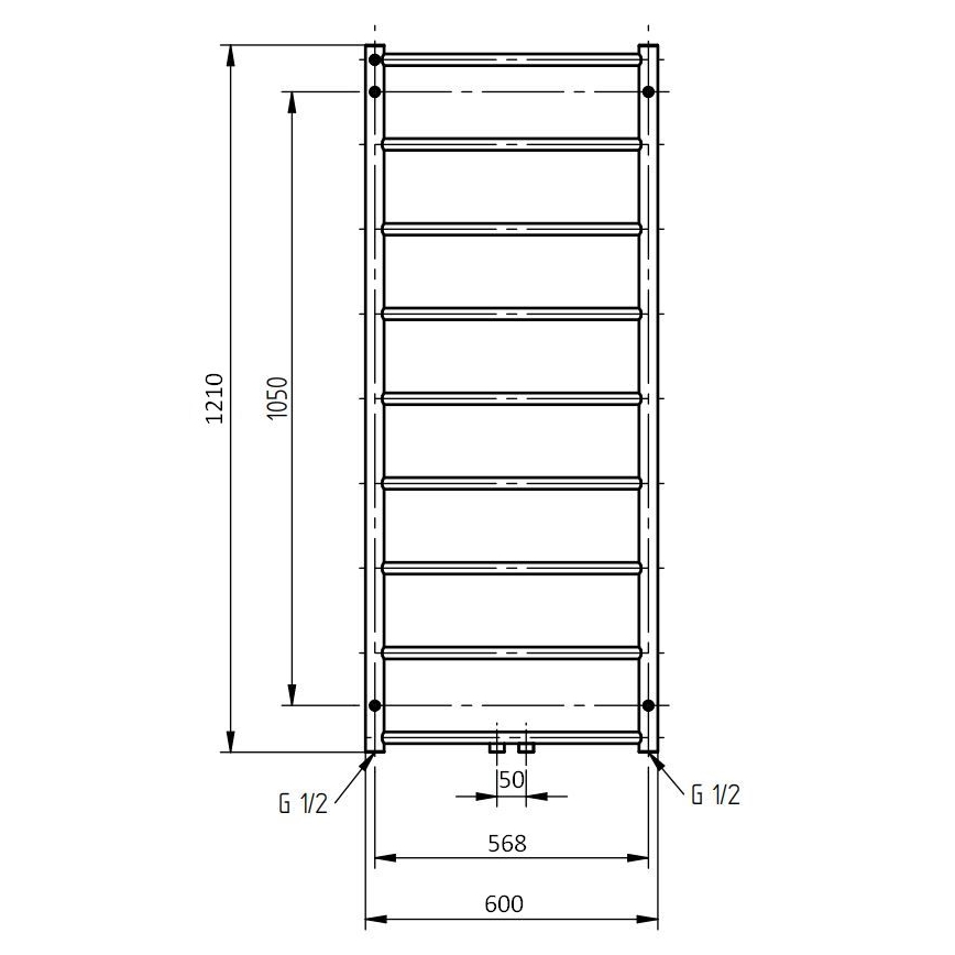 P.M.H. NS4C-M - Radiador-toalheiro em escada para casa de banho NAAS 222W 121 cm cromado brilhante