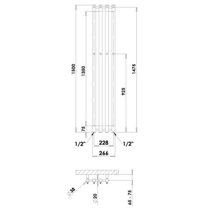 P.M.H. R2B - Radiador-toalheiro em escada para casa de banho ROSENDAL 350 W 150 cm preto