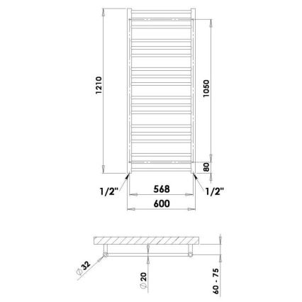 P.M.H. SN4W - Toalheiro aquecido SORANO 470W 121 cm branco