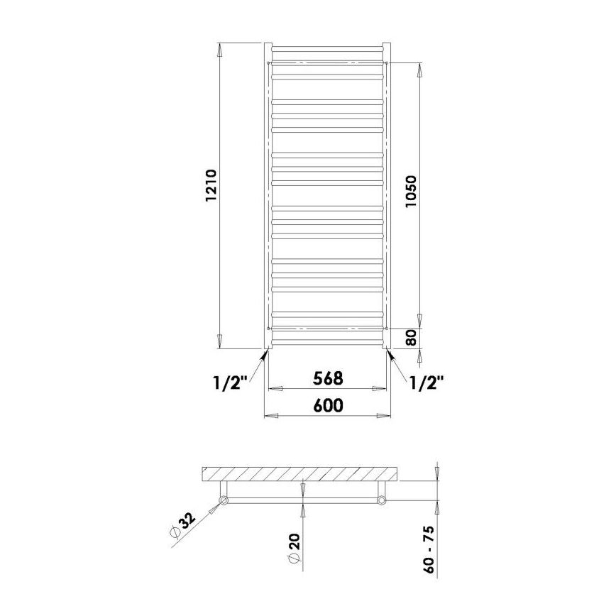 P.M.H. SN4W - Toalheiro aquecido SORANO 470W 121 cm branco
