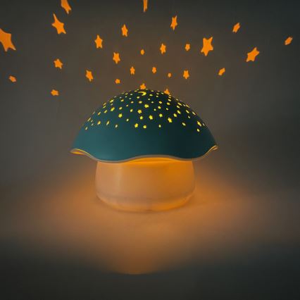 PABOBO - Projetor com melodia STAR MUSHROOM 3xAA azul