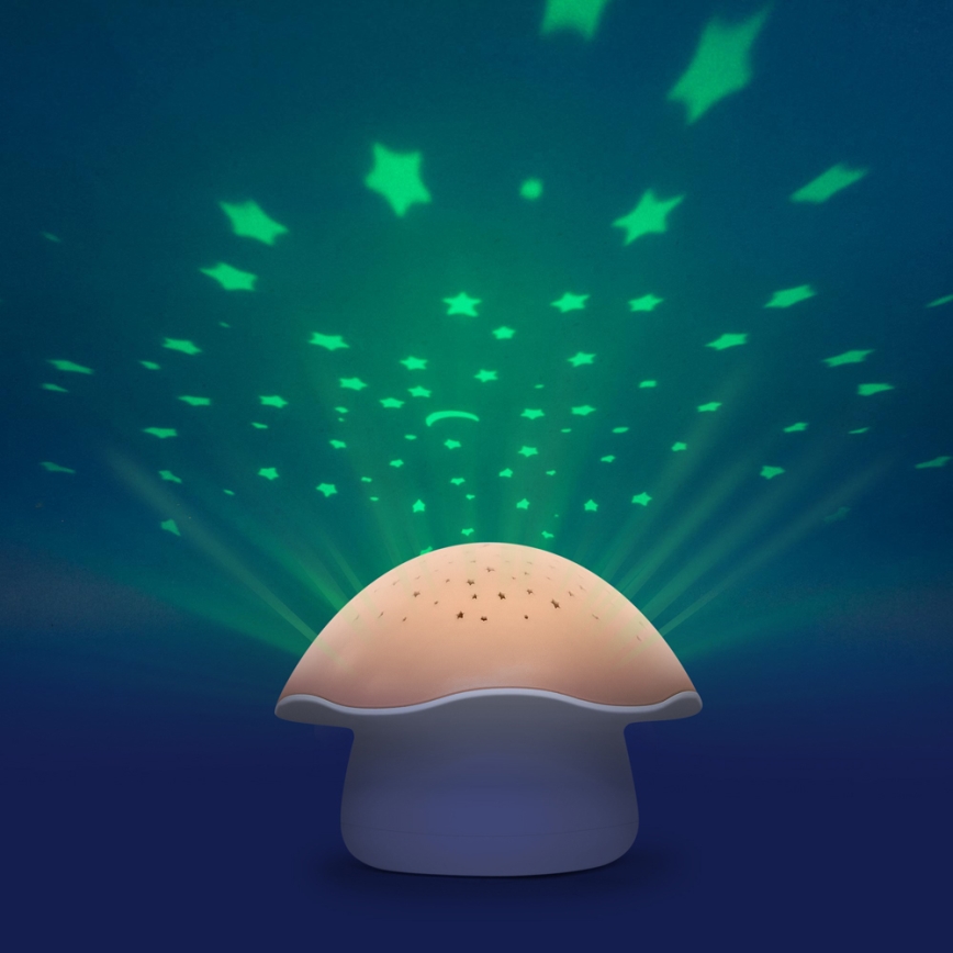 PABOBO - Projetor com melodia STAR MUSHROOM 3xAA rosa-salmão