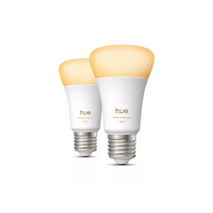 Pack 2x Lâmpadas LED Reguláveis Philips Hue WHITE AMBIANCE E27/6W/230V 1000-20000K