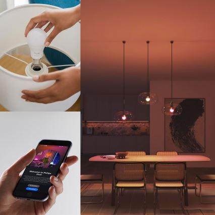 Pack de 3 lâmpadas LED reguláveis Philips Hue White and Color Ambiance Essential E27/8W/230V 2200-6500K