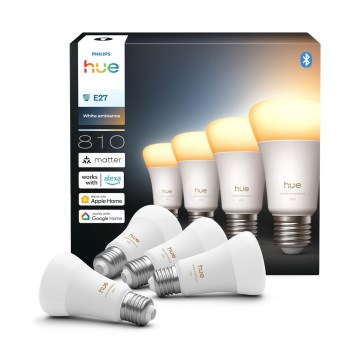 Pack de 4 lâmpadas LED dimerizáveis Philips Hue WHITE AMBIANCE E27/6W/230V 1000-20000K