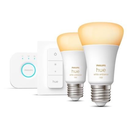 Pacote de iniciação Philips Hue WHITE AMBIANCE 2xE27/8W/230V + dispositivo de interligação