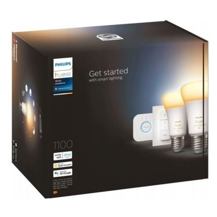 Pacote de iniciação Philips Hue WHITE AMBIANCE 2xE27/8W/230V + dispositivo de interligação