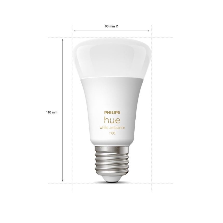 Pacote de iniciação Philips Hue WHITE AMBIANCE 2xE27/8W/230V + dispositivo de interligação