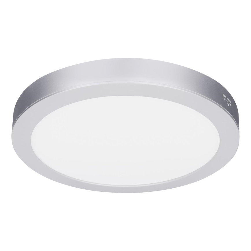Painel LED 2 em 1 para sobrepor ou embutir, 24W/230V, 3000/4000/6000K, Ø 30 cm, IP54, prateado