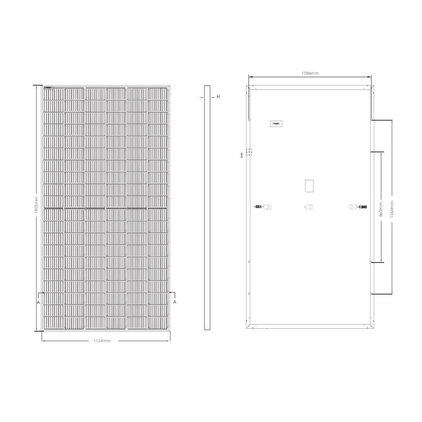 Painel solar fotovoltaico JINKO 460Wp armação preta IP68 Meio Corte - palete 36 unid.