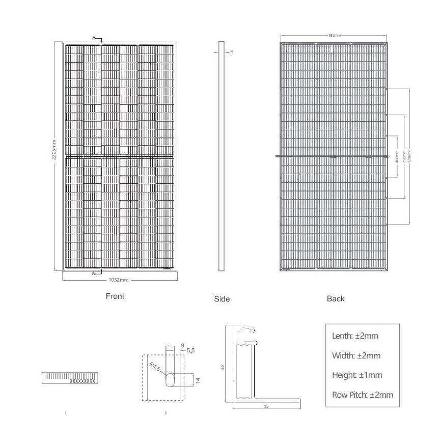 Painel solar fotovoltaico JINKO 460Wp IP67 Meio corte bifacial