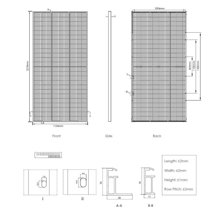 Painel solar fotovoltaico JINKO 575Wp IP68 Meio Corte bifacial