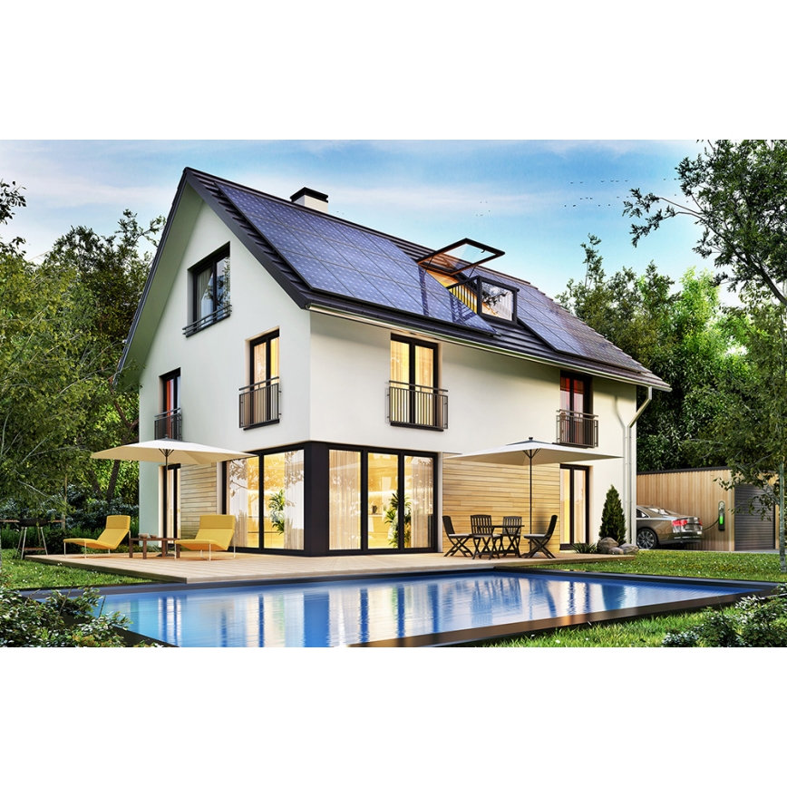 Painel solar fotovoltaico LEAPTON 410Wp armação preta IP68 Half Cut - palete 36 unid.