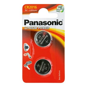 Panasonic - 2 Pilhas de célula de botão de lítio CR2016 3V 72 mAh