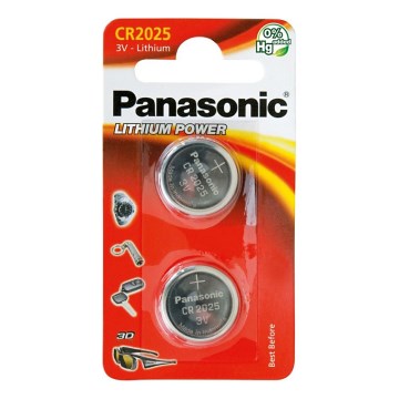 Panasonic - 2 Pilhas de célula de botão de lítio CR2025 3V 165 mAh