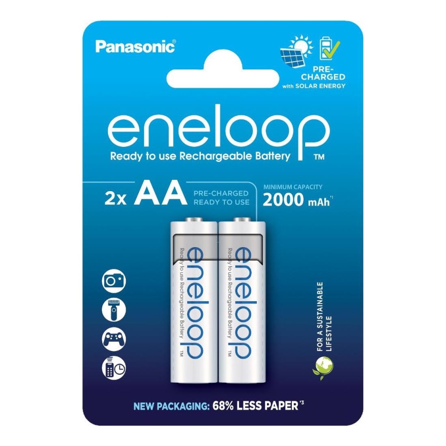 Panasonic - 2 unid. Pilha recarregável AA Eneloop 2000 mAh