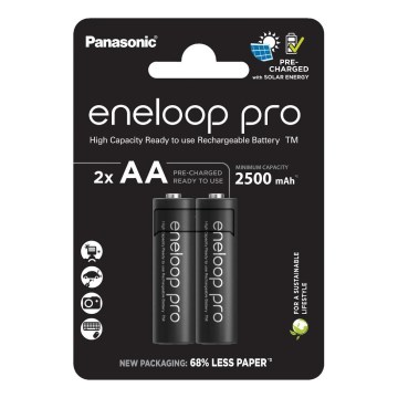 Panasonic - 2 unid. Pilha recarregável AA Eneloop Pro 2500 mAh