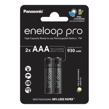 Panasonic - 2 unid. Pilha recarregável AAA Eneloop Pro 930 mAh