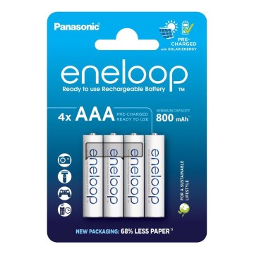Panasonic - 4 unid. Pilha recarregável AAA Eneloop 800 mAh