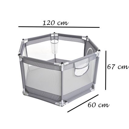 Parque infantil 120 cm cinzento