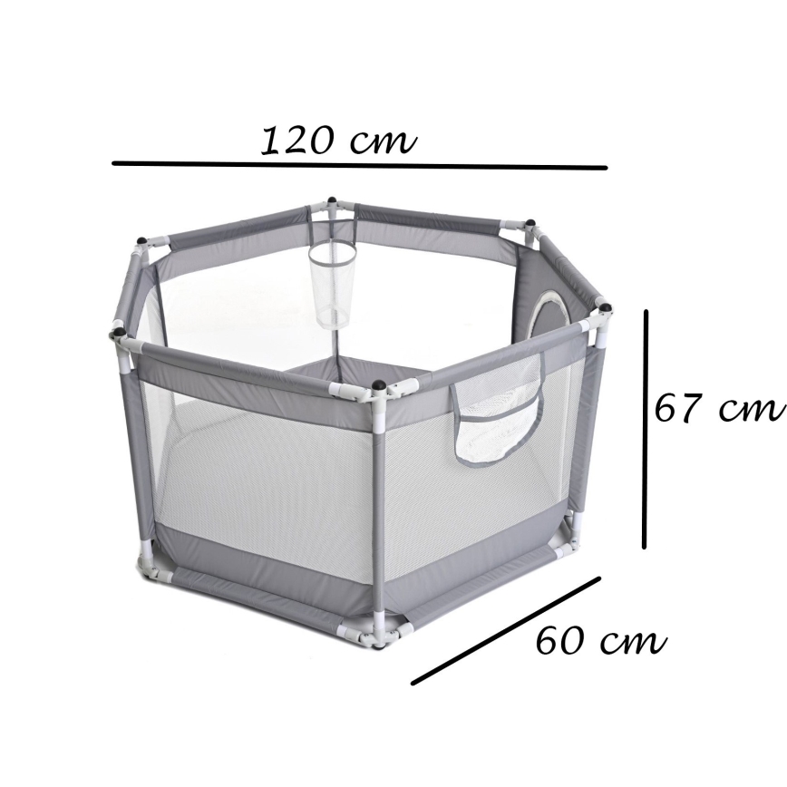 Parque infantil 120 cm cinzento