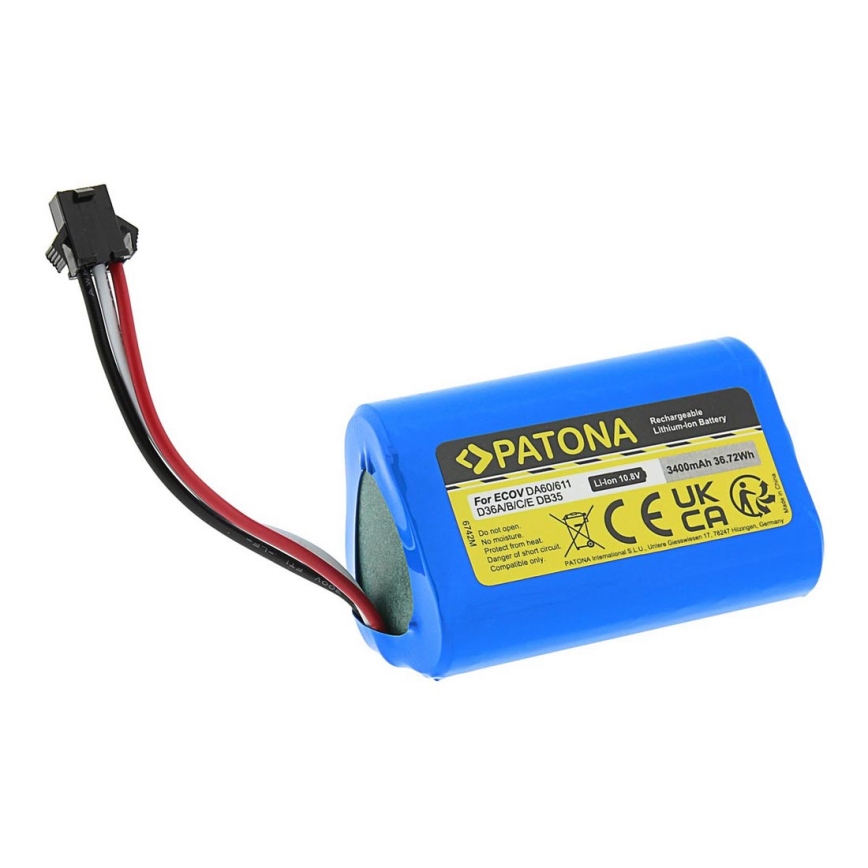PATONA - Bateria Ecovacs Deebot D36 serie 3400mAh Li-lon 10,8V