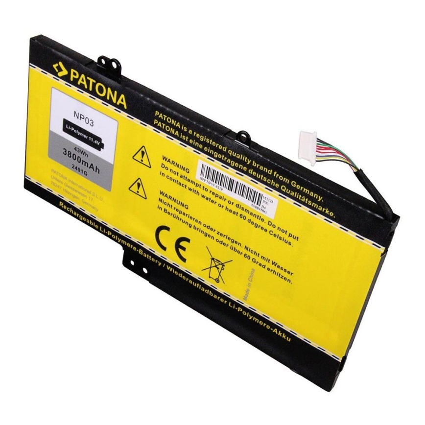 PATONA - Bateria HP Pavilion 13/15 3800mAh Li-Pol 11,4V NP03XL