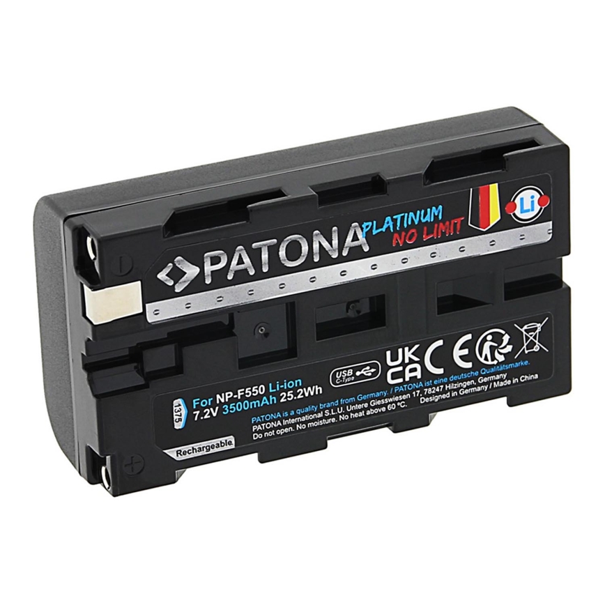 PATONA - Bateria Sony NP-F550/F330/F570 3500mAh Li-Ion Platinum USB-C charging