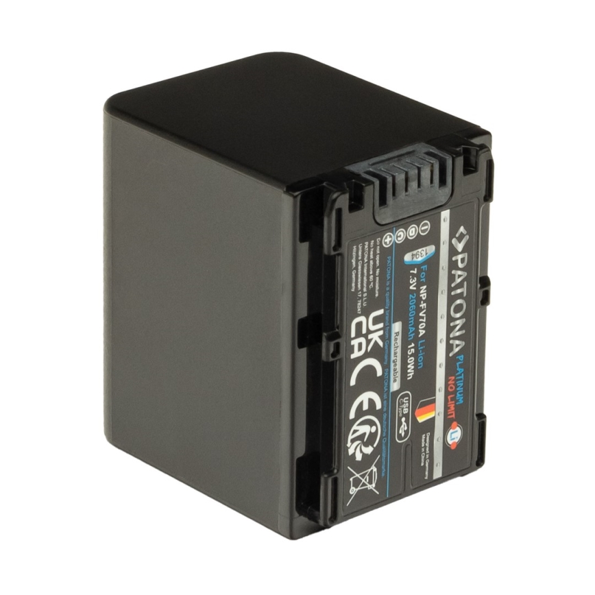 PATONA - Bateria Sony NP-FV70A 2060mAh Li-Ion Platinum USB-C carregamento