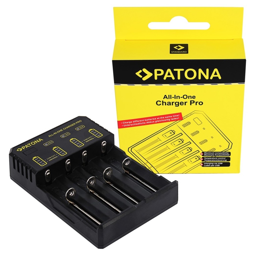 PATONA - Carregador de pilhas AA/AAA/18650/14500/CR123A