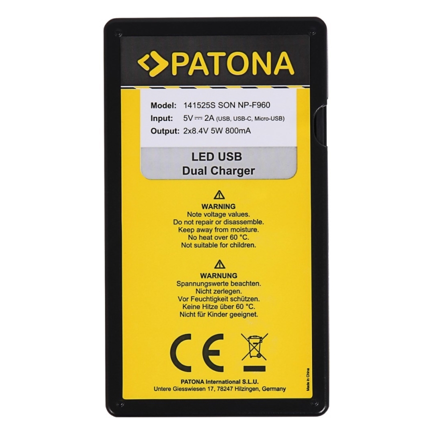 PATONA - Carregador Dual Sony NP-F970/F960/F950 USB