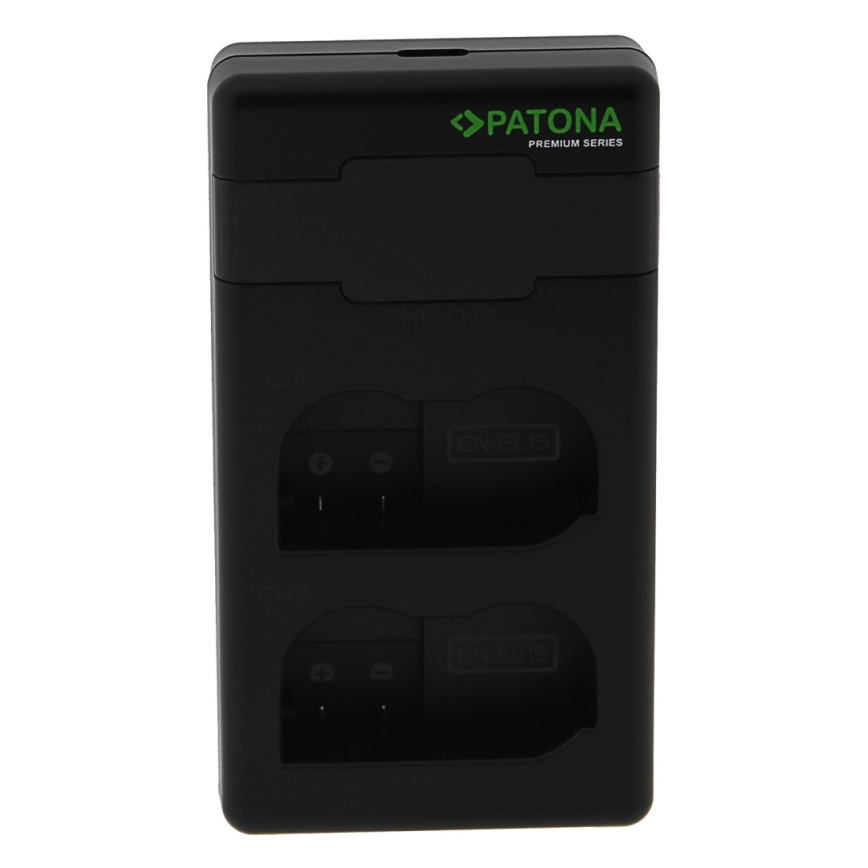 PATONA - Carregador rápido Dual Nikon EN-EL15/EN-EL15C + cabo USB-C 0,6m
