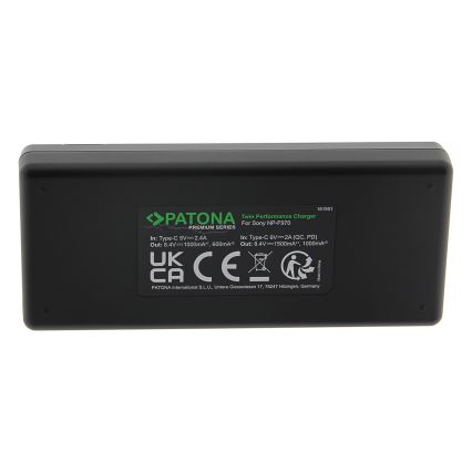 PATONA - Carregador rápido Dual Sony F550/F750/F970/FM50 + cabo USB-C 0,6m