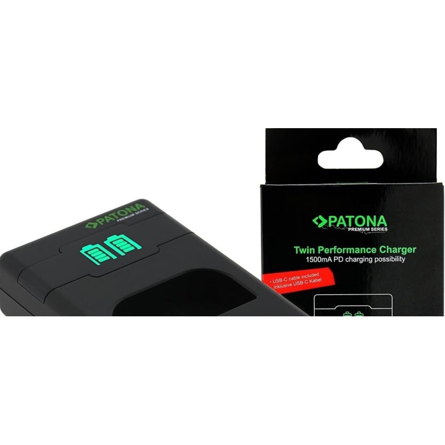 PATONA - Carregador rápido Dual Sony NP-FW50 + cabo USB-C 0,6m