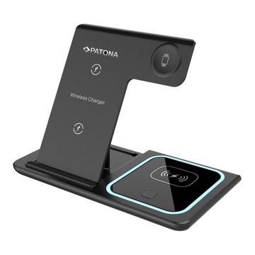 PATONA - Carregador sem fios 3 em 1 para iPhone preto