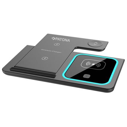 PATONA - Carregador sem fios 3 em 1 para iPhone preto