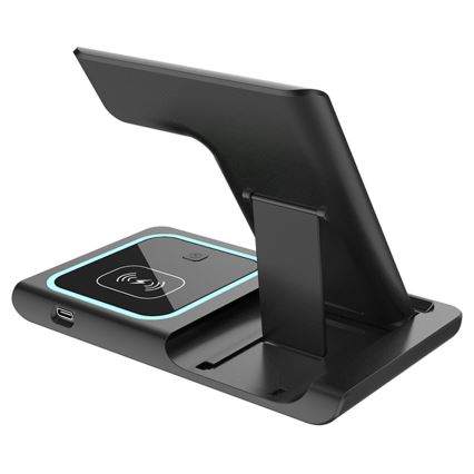 PATONA - Carregador sem fios 3 em 1 para iPhone preto