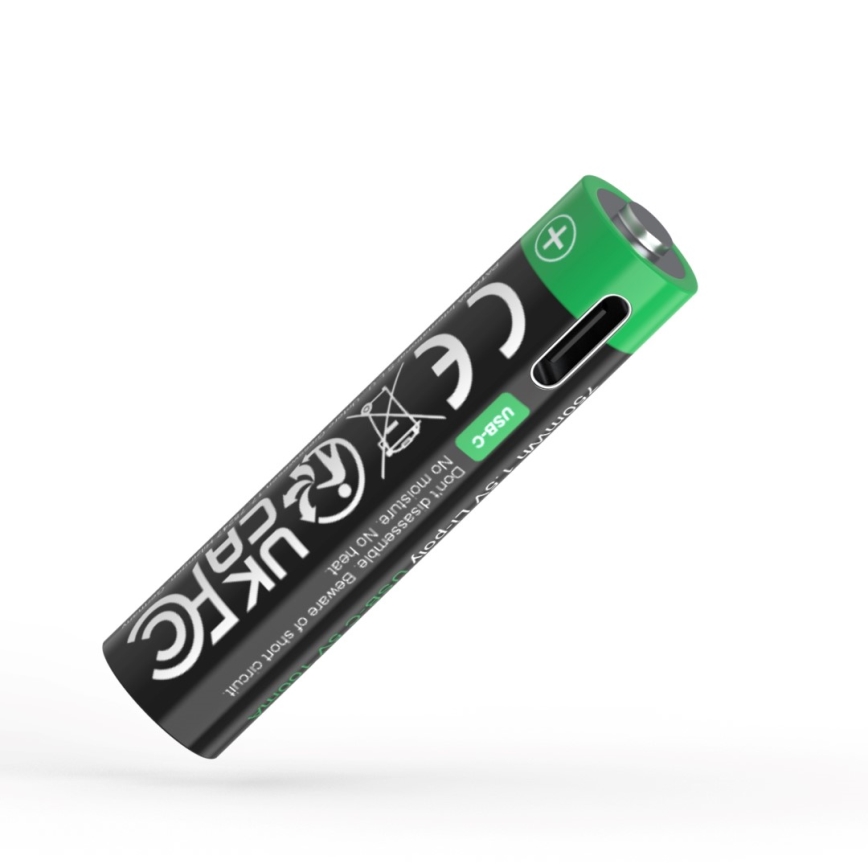 PATONA - CONJUNTO 4x Pilhas AAA/LR03 Li-Pol 500mAh 1,5V com USB-C carregamento