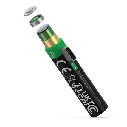 PATONA - CONJUNTO 4x Pilhas AAA/LR03 Li-Pol 500mAh 1,5V com USB-C carregamento