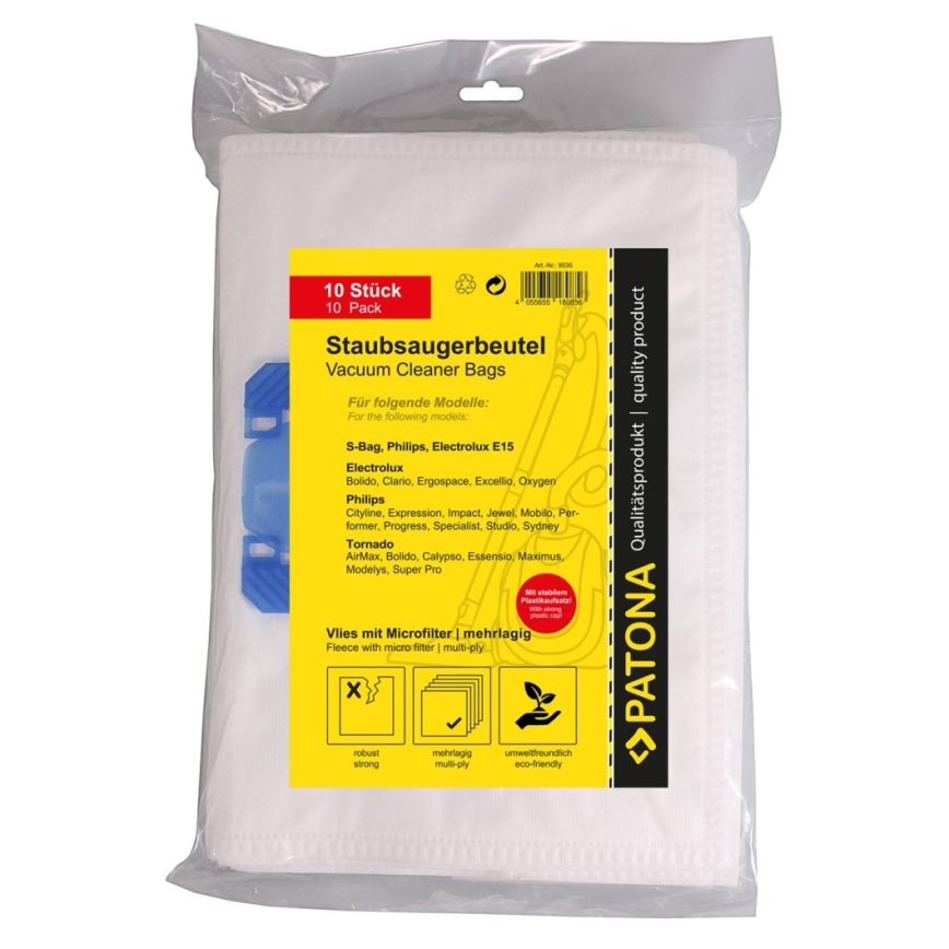 PATONA - Sacos para aspirador de pó Electrolux E15 - 10 peças
