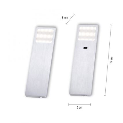 Paul Neuhaus 1120-95-2 - CONJUNTO 2x Iluminação de mobília LED com sensor HELENA LED/2W/230V
