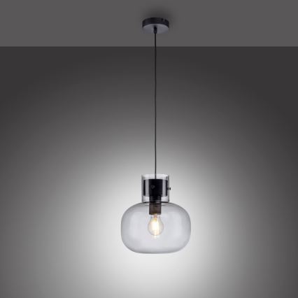 Paul Neuhaus 2003-25 - Candeeiro suspenso SHITAKE 1xE27/10W/230V diâmetro 25 cm fumado