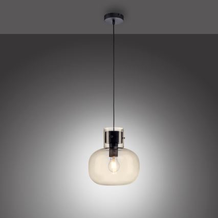 Paul Neuhaus 2003-27 - Candeeiro suspenso SHITAKE 1xE27/10W/230V diâmetro 25 cm fumado