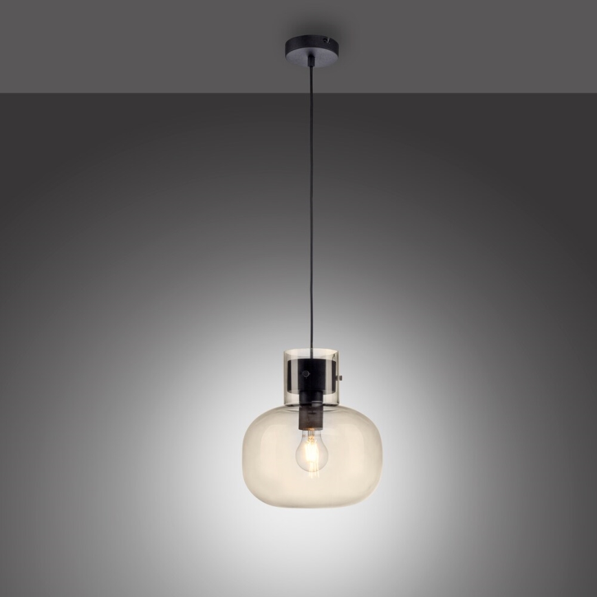 Paul Neuhaus 2003-27 - Candeeiro suspenso SHITAKE 1xE27/10W/230V diâmetro 25 cm fumado