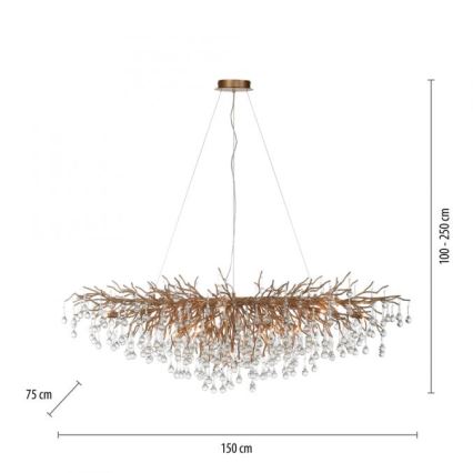 Paul Neuhaus 2031-11 - Candeeiro suspenso ICICLE 15xG9/40W/230V 75x150 cm latão